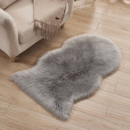 Truman Solid Colour Faux Sheepskin Hand Woven Shag Area Rug