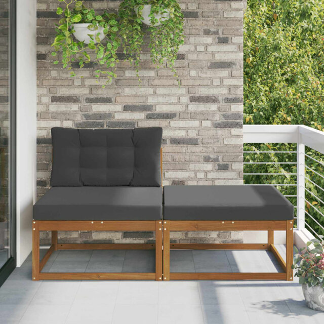 Sectional Sofa Units Natural Solid Acacia Wood Garden Furniture Balcony