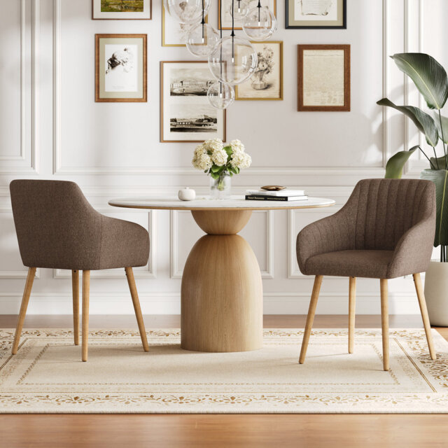 49.5cm H Upholstered Dining Chairs With Wooden Legs