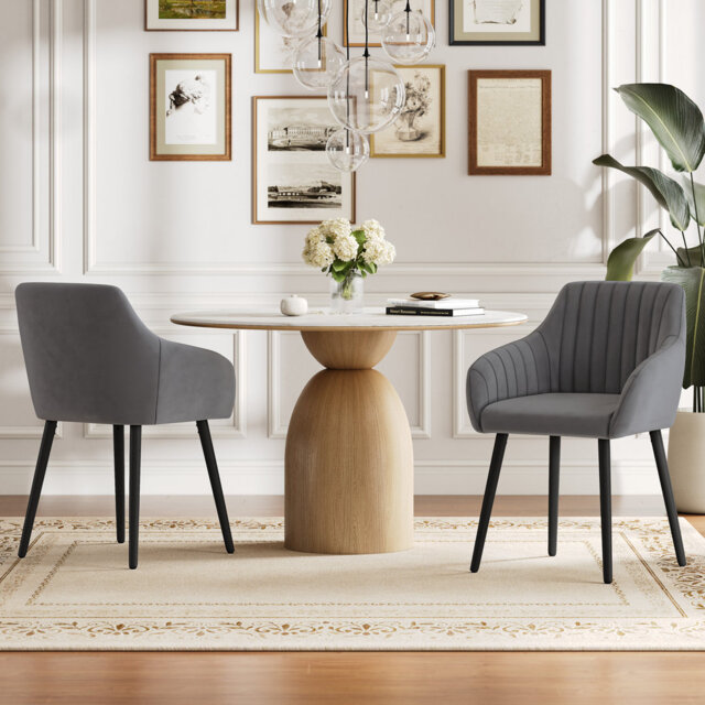 49.5cm H Upholstered Dining Chairs With Wooden Legs