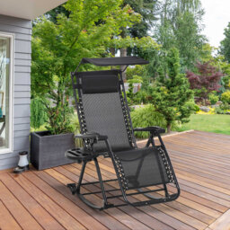 Garden Rocking Chair Folding Adjustable Sun Lounger Rocker Zero-Gravity Seat Grey