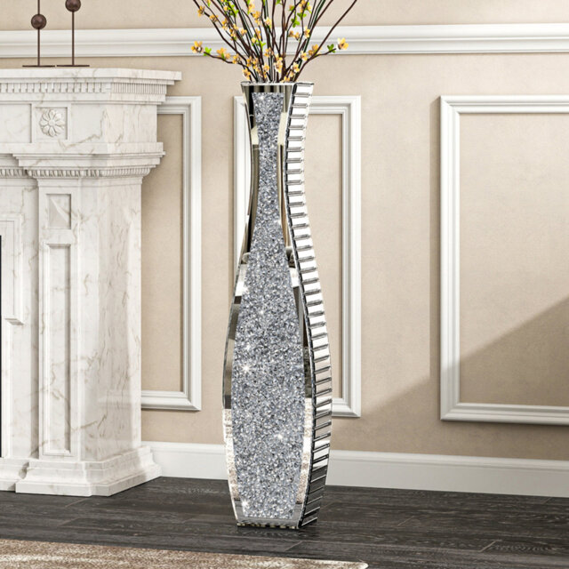 Azeria Glass Flower Tall Vase Crystal Room Decor