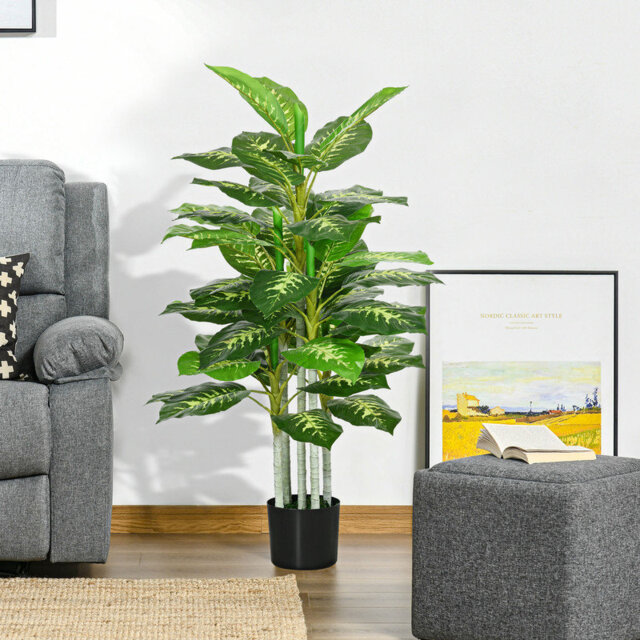 Artificial Evergreen Tree,UV Resistant Fake Decorative Plant in Nursery Pot for Living Room Indoor Decor, 120cm