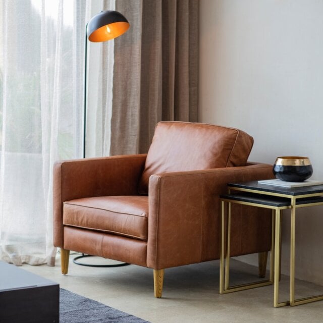 Fobbs 80Cm Wide Tufted Genuine Leather Top Grain Leather Armchair