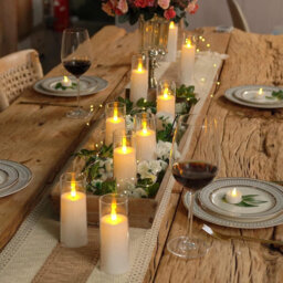Pure White Acrylic Flameless LED Candles - 9 Pack, Battery-Operated with Remote & Timer, Electric Fake for Wedding/Home Decor
