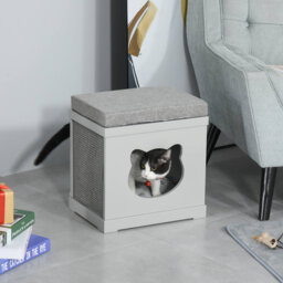 Cat House Bed Kitten Cave Cube Indoor for Small Pet 41x30x36 cm Grey