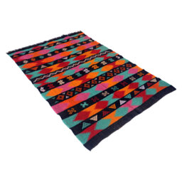 Burroughs Vintage Handmade Kilim 100% Wool Black/Red/Turquoise Rug