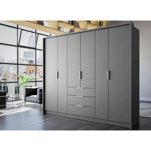BANGKOK 255cm Hinged DoorÂ Wardrobe in WhiteÂ Matt - ModernÂ Storage withÂ Bi-Folding Access