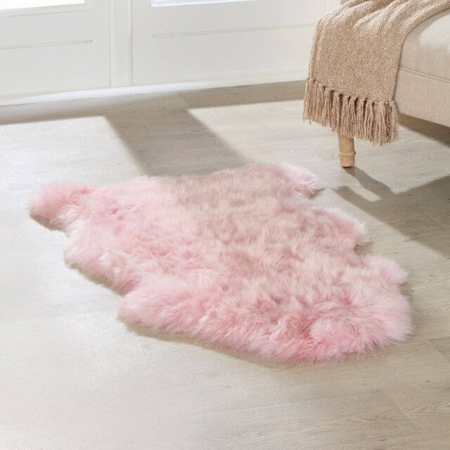 Adrien Handmade Sheepskin Pink Rug