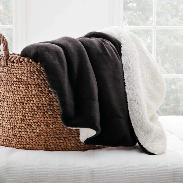 Reversible Soft Sherpa Fleece Fur Thick Dual Sided Blanket Throw