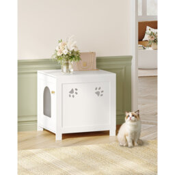 Cat Litter Box Enclosure, 52 cm L Hidden Litter Box Furniture, Wooden Indoor Pet House with Front Arched Door, Side End Table, Nightstand for Living R