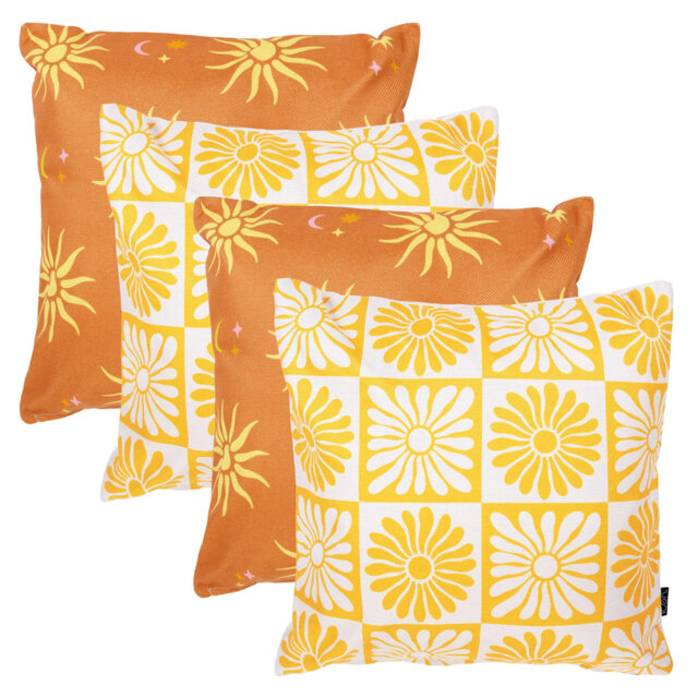 4PK Cushion x2 Summer Sun, x2 Summer Flower