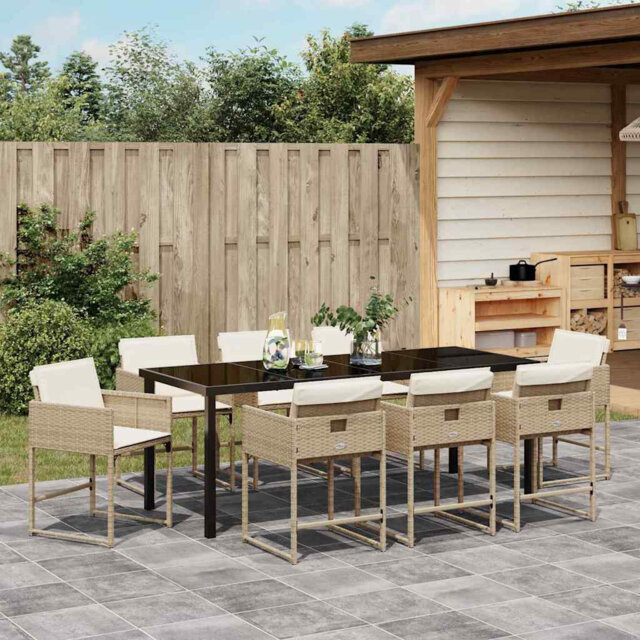 Garden Dining Set Poly Rattan Outdoor Furniture Modern Patio Terrace