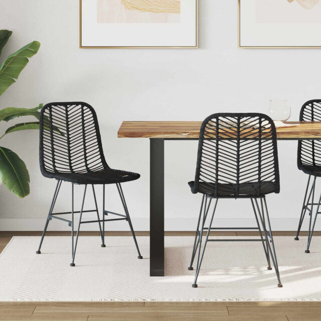 Dining Chair 2 Pcs Rattan And Iron Highbackchair Room Seating Kitchen