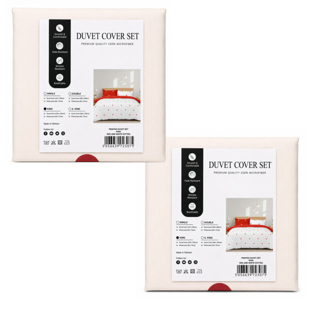 Aspire Homeware Red and White Polka Dot Duvet Cover Set (Pack of 2)