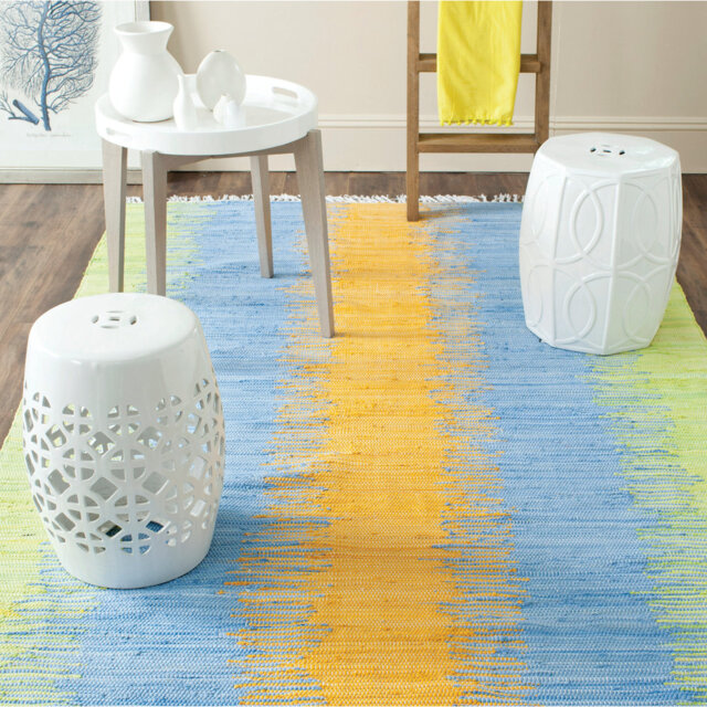 Dunagan Hand Hooked Green/Orange/Blue Rug