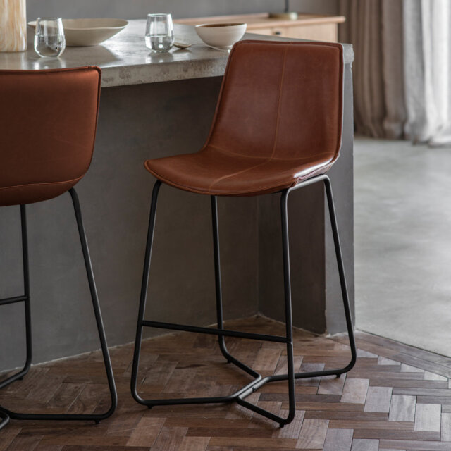 Carnot Upholstered and Faux Leather Bar Stool