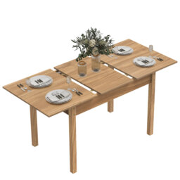 Extendable Dining Table With Large Tabletop, Kitchen Wood Desk With 4-8 Seats, Space Saving, Wood