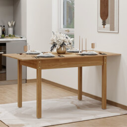 Extendable Dining Table With Large Tabletop, Kitchen Wood Desk With 4-8 Seats, Space Saving, Wood