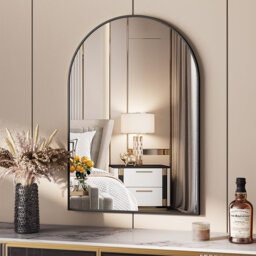 Bogen Wall Mirror Bathroom Mirror, 66 X 96 Cm, Decorative Wall Mirror, Arch Semicircular Makeup Mirror, Tempered Glass With Aluminium Frame For Bathro