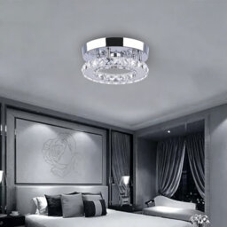Flush Mount LED Ceiling Light Fixture, Crystal Ceiling Lamp,16cm Modern LED Chandelier for Living Room, Kitchen, Bedroom, Dining Room (Round)