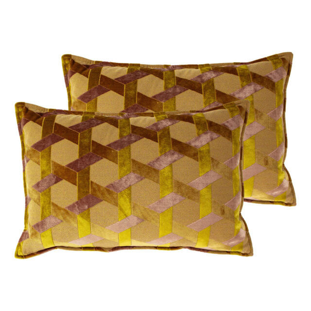 Geometric Rectangular Filled Cushion Twin Pack