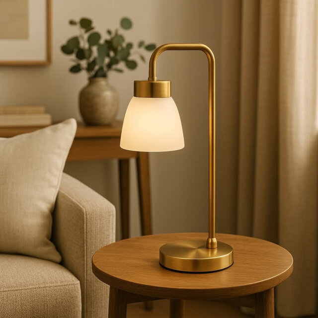 Alakai 41cm Desk Arch Metal Table Lamp with Glass Shade
