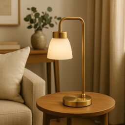 Alakai 41cm Desk Arch Metal Table Lamp with Glass Shade