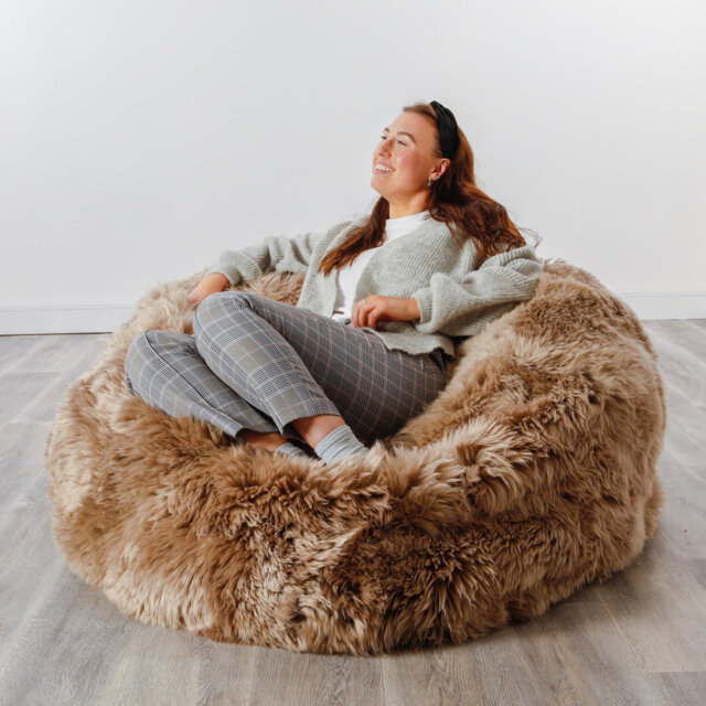 Genuine Fur Refillable Bean Bag Sofa
