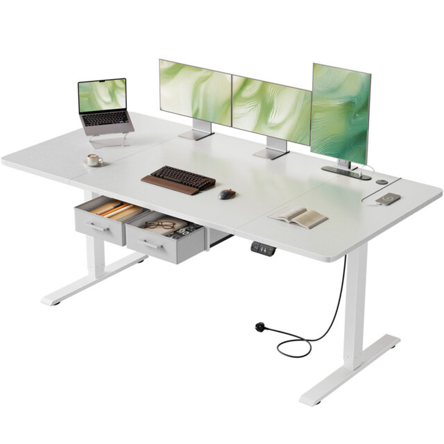 Adjustable Metal Base Standing Desk with Power Outlet