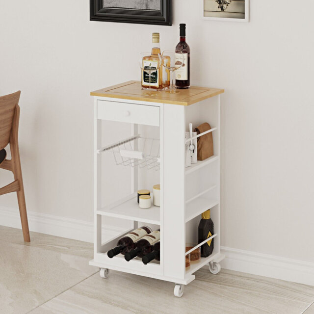 Huguetta Wood Bar Cart