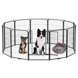 "12-Panel Metal Dog Playpen – 40"" Tall Portable Pet Exercise Pen with Gate, Heavy Duty Collapsible Fence for Indoor/Outdoor Use – Ideal for Small Dogs,"