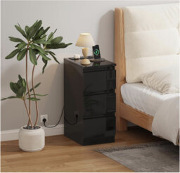 35cm W Solid Wood Bedside Table