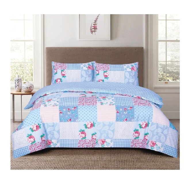Complete Bedding Set Cotton Rich Floral Duvet Cover, Fitted Sheet & Pillowcases Soft, Breathable & Wrinkle-Resistant