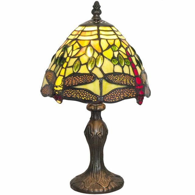 Gladden Hand Crafted Stained Glass Dragonfly Tiffany Table Lamp