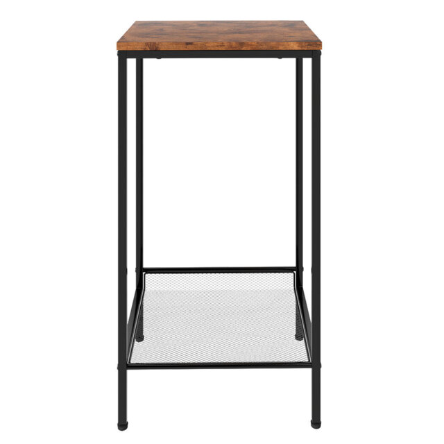 Industrial Side Table Wood 2-Tier Storage Shelf End Table for Living Room