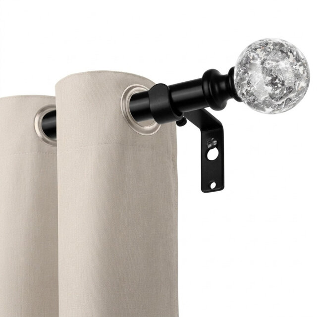 Natural 80cm to 218cm 1.9cm Single Curtain Pole