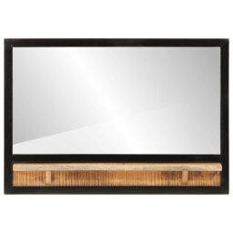 Abbegale Solid Wood Rectangle Mirror with Shelves