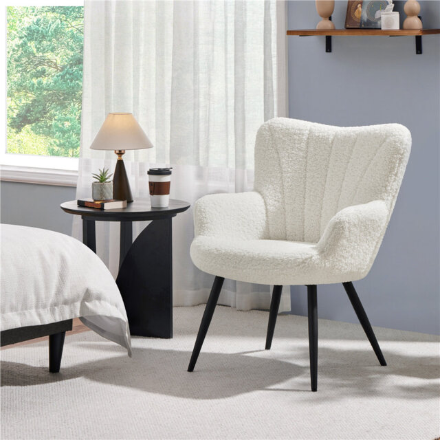 color 125kg Load Capacity Modern Accent Chair with Wing Side and Metal Legs