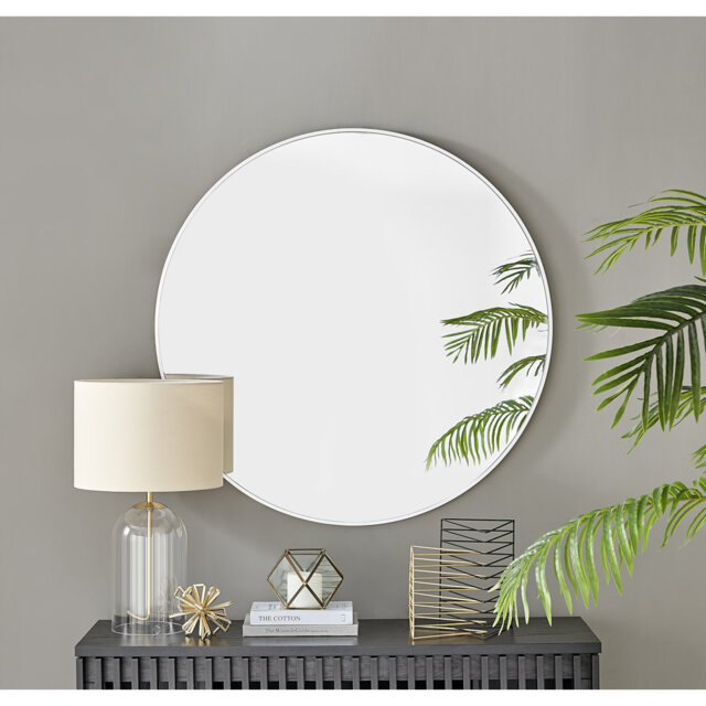 Alcantera Round Metal Frame Wall Mirror Simple and Elegant Modern Design