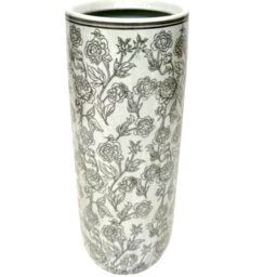 "Vintage Ceramic Freestanding Umbrella & Walking Stick Stand – Glazed Vase, 18"" x 8"", Elegant Home Décor Accent"