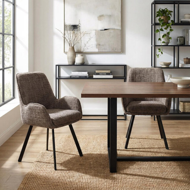Set Of 2 Amelia Grey Chenille Upholstered Swivelling Dining Chairs