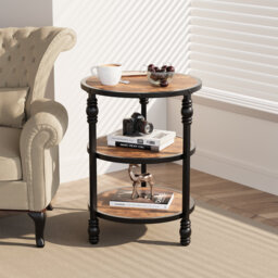 Side table, round 45Cm - grade 3 wooden and metal coffee table, industrial design sofa and storage space
