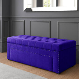 Duke Ottoman Storage Box - Chesterfield Upholstered Blanket Box - Plush Velvet Ottoman Bench with Storage