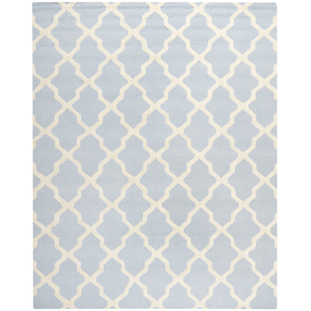 Darrah Handmade Tufted Wool Light Blue/Ivory Area Rug