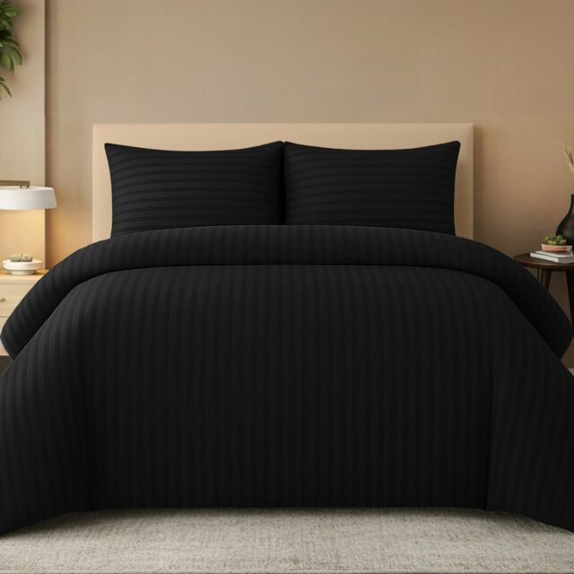 Microfiber Striped Duvet Cover Set