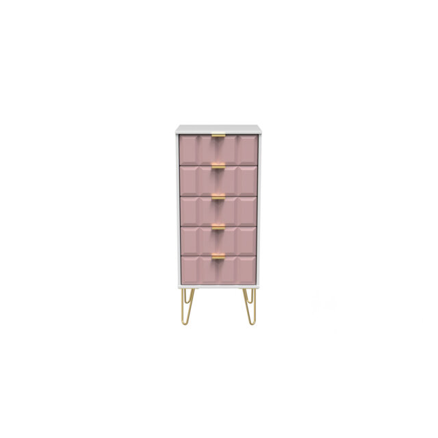 Allem 5 Drawer Bedside Cabinet in Labrador Green & White (Ready Assembled)