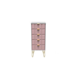 Allem 5 Drawer Bedside Cabinet in Labrador Green & White (Ready Assembled)