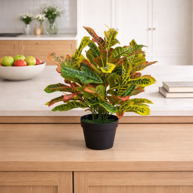 Tropical Artificial Plants Croton Codiaeum Multicoloured House Plant Medium