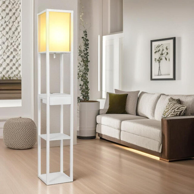 Androniki Modern Floor Lamp For Living Room With 3 Shelves and USB Ports